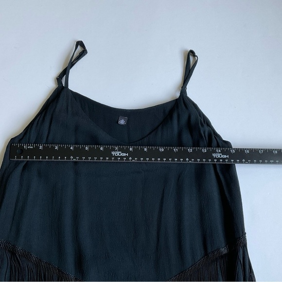 Design Lab Lord & Taylor Dress Small Black/Green  Fringe Mini Oversized Y2K - Picture 7 of 8